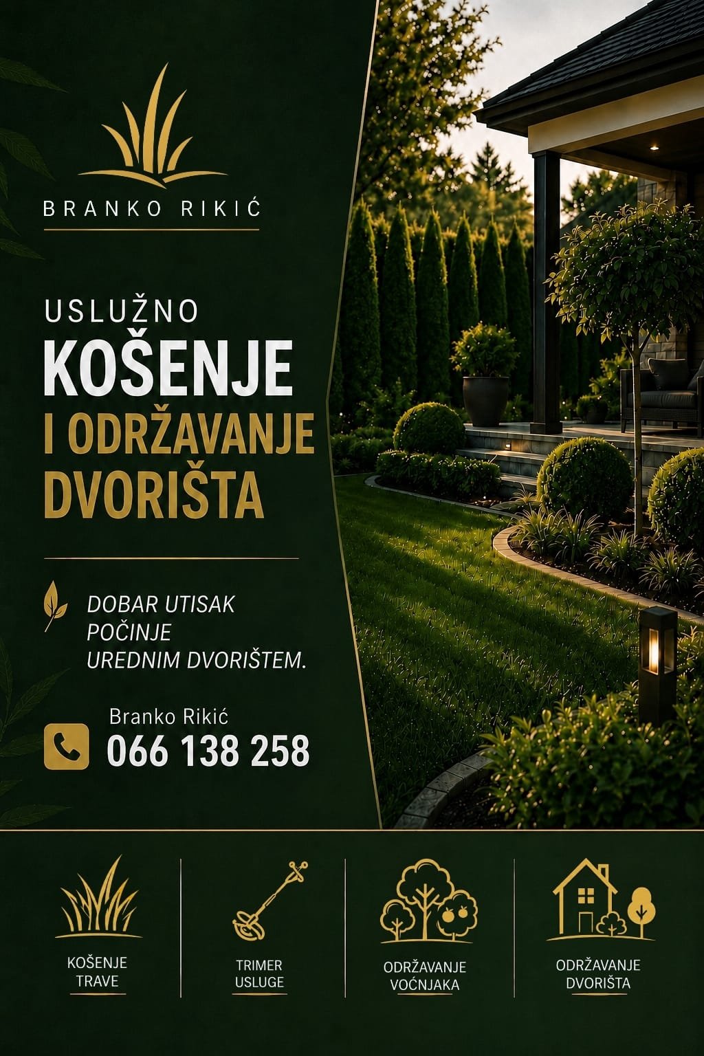 Ugljevik, Bijeljina: Uredno dvorište bez brige – Branko Rikić nudi profesionalno košenje i održavanje zelenih površina