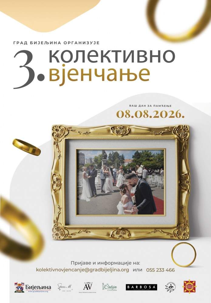 Grad Bijeljina organizuje treće Kolektivno vjenčanje u okviru Pantelinskih dana - 8. avgusta