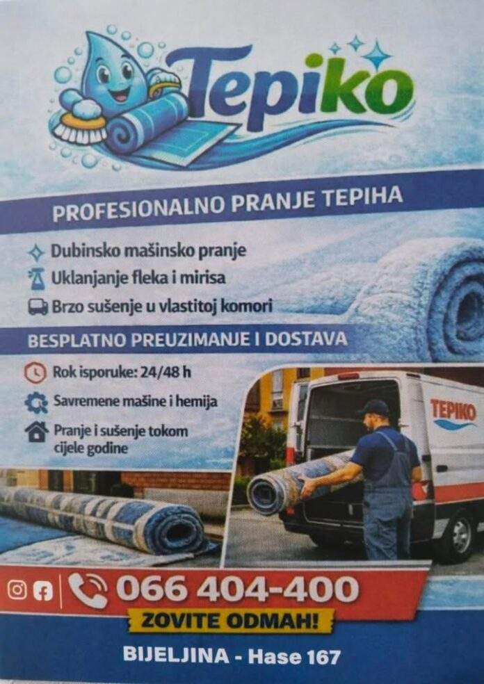 “Tepiko“ Bijeljina: Profesionalno pranje tepiha uz besplatno preuzimanje i brzu isporuku