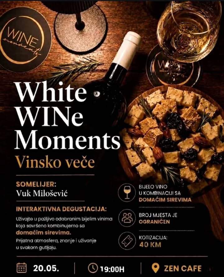BIJELJINA: Zen Cafe i ''White WINe Moments'' - veče vina, sireva i hedonizma u srcu grada (foto)